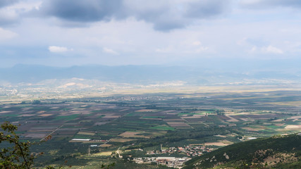 Scenic landscape view of fields around Delphi