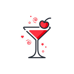 Vector icon of manhattan cocktail. Suitable for advertising, bar menu decor, application design