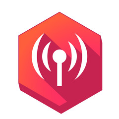 ikona z długim cieniem na tle sześcioboku