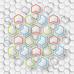 White Hexagon Structure Cover Colored Elements