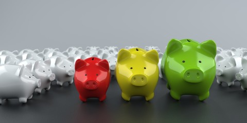 Profitable Investment - piggy banks in the form of a growth chart