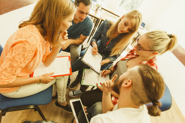 Group of people students working together