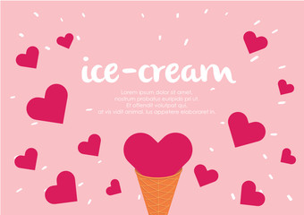 valentine heart ice-cream illustration vector