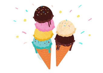 sweet ice-cream flavors illustration vector