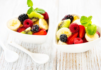 Bowls with fruits salad