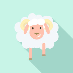 Smile sheep icon. Flat illustration of smile sheep vector icon for web design