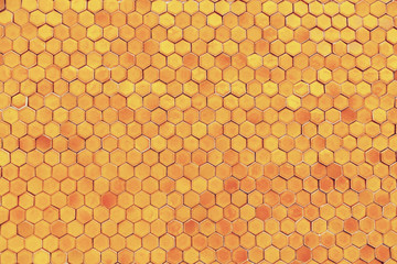 orange geometric background with honeycombs