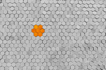 orange geometric background with honeycombs