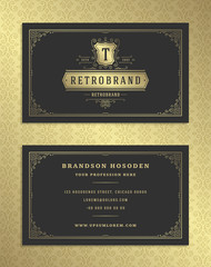 Luxury business card and vintage ornament logo vector template.