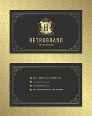 Luxury business card and vintage ornament logo vector template.