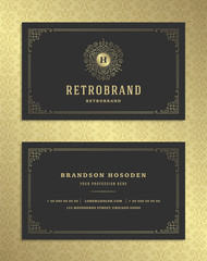 Luxury business card and vintage ornament logo vector template.