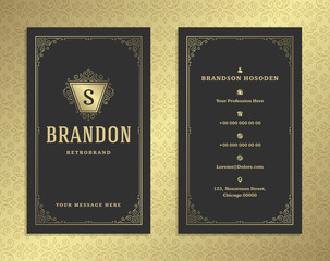 Luxury business card and vintage ornament logo vector template.