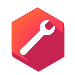 ikona z długim cieniem na tle sześcioboku