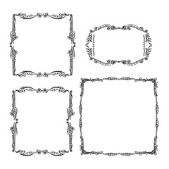 set of vintage frames. hand-drawn isolated on white background vector illustration