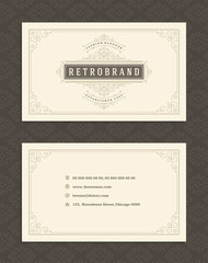 Luxury business card and vintage ornament logo vector template.
