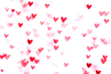 Obraz premium Red heart valentine bokeh lights against a white background
