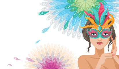 Women masquerade mask for celebration. Venetian style painted carnival face masks collection for party Fantasy or Fancy, decoration or masquerade realistic. Various colors and differences. Vector © Medivizio by Ann