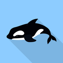 Orca whale icon. Flat illustration of orca whale vector icon for web design