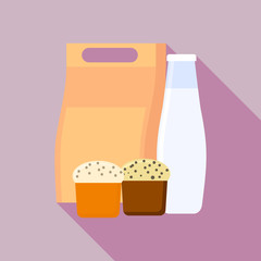 Milk bottle lunchbox icon. Flat illustration of milk bottle lunchbox vector icon for web design