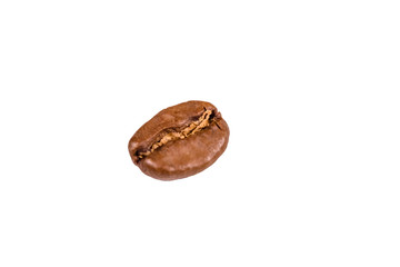 One coffee bean isolated on a white background