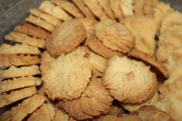 many chip cookies stacked