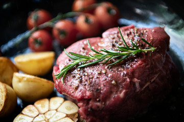 Cooking a fillet steak food photography recipe idea