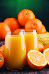 Glasses with freshly squeezed orange juice