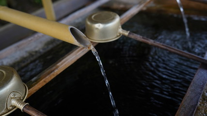 A Japanese traditional tap water at a temple, Izu Shimoda, Shizuoka, Japan