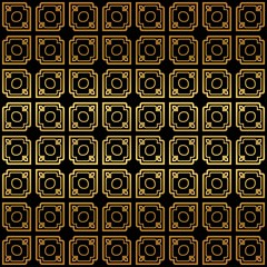 Golden color seamless retro geometric background. Vector illustration