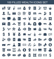 Fototapeta na wymiar 100 wealth icons