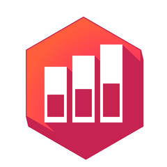 ikona z długim cieniem na tle sześcioboku