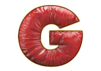 G letter,leather style font, 3D Rendering