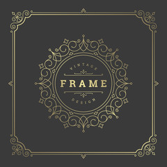 Vintage flourishes ornament frame template vector illustration.