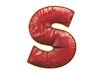 S letter,leather style font, 3D Rendering