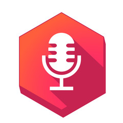 ikona z długim cieniem na tle sześcioboku