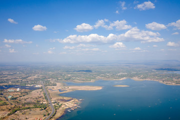 top view atmosphere on the beach in Ubon Ratchathani province