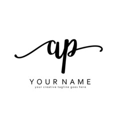 A P Handwriting initial logo template vector.