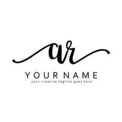 A R Handwriting initial logo template vector.
