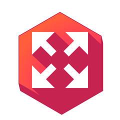 ikona z długim cieniem na tle sześcioboku