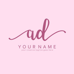 A D Handwriting initial logo template vector.