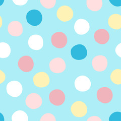 Hand drawn dots seamless vector pattern with pastel colors
