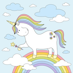 Set magic cute unicorn. Vector illustration.