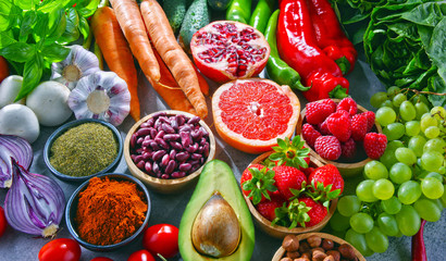 Composition with fresh vegetarian grocery products