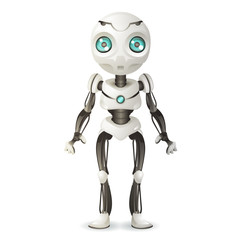 Artificial intelligence future mechanical mascot robot scifi technology science fiction 3d design vector illustration