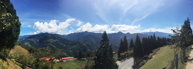 Close Cloudy Blue Sky Mountain View in Cingjing Farm