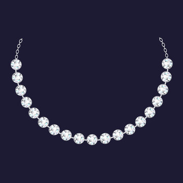 Diamond necklace icon. Realistic illustration of diamond necklace vector icon for web design