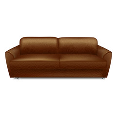 Soft leather sofa icon. Realistic illustration of soft leather sofa vector icon for web design isolated on white background