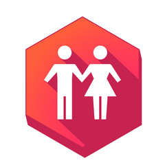 ikona z długim cieniem na tle sześcioboku  © vempireart