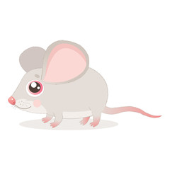 Sweet Little Mouse Vector Illustrations. Cute Mouse In Baby Cartoon Style. Mice On A White Background. Lonely Gentle Mouse.