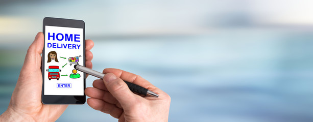 Home delivery concept on a smartphone